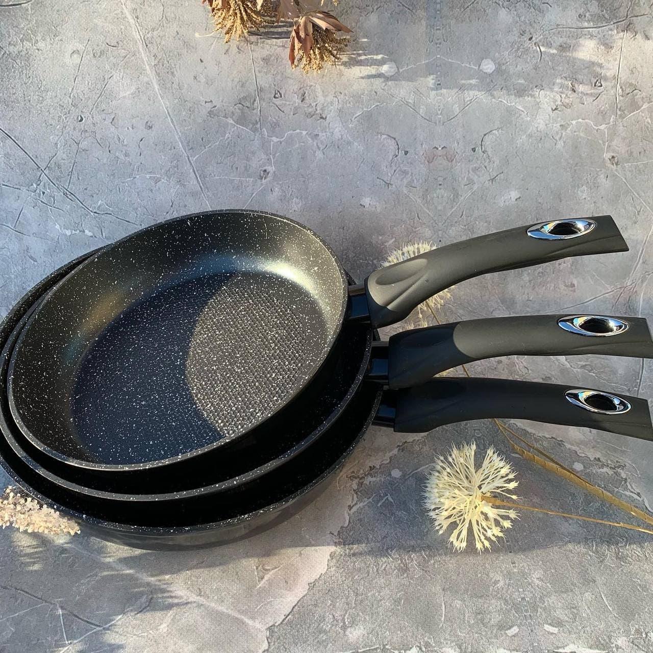 Набір сковорідок Edenberg з антипригарним мармуровим покриттям 3 шт. 20/24/28 см (EB-1731) - фото 3