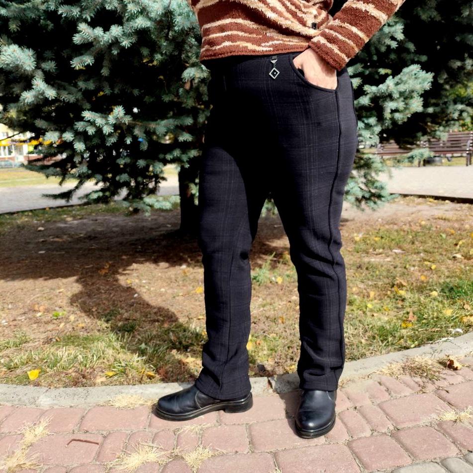 Штани жіночі в клітинку 2111 теплі на флісі р. 52 Чорний (2772445987) - фото 3