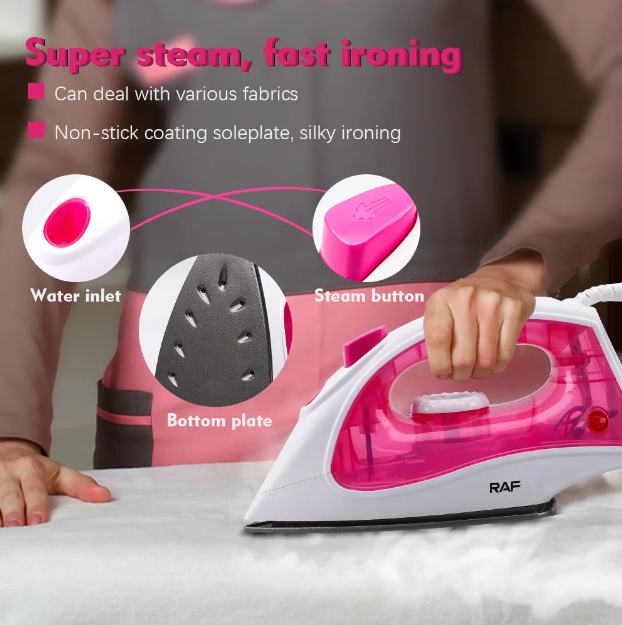 Утюг паровой RAF R.1106 и керамической подошвой 1800 Вт Розовый - фото 4