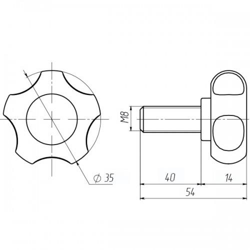 Ручка затискна Steelfix М8х40 D35мм з болтом 40 шт. Чорний (273678) - фото 2