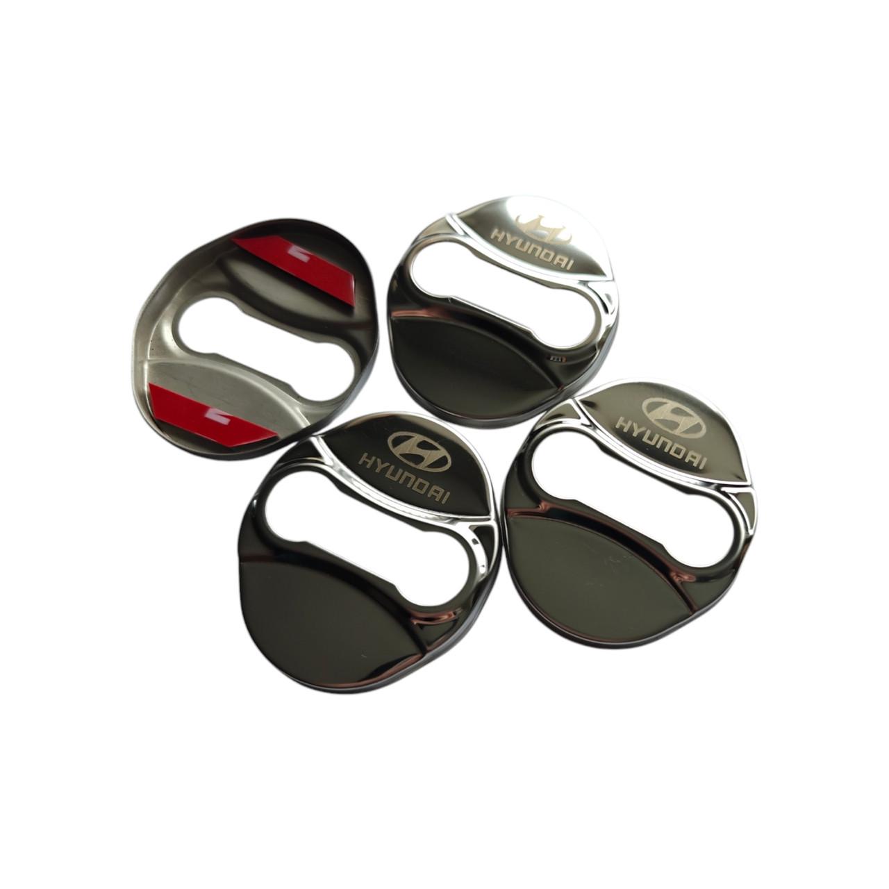 Накладки на дверной замок с логотипом Hyundai 02 4 шт. Серебряный (2403329288)