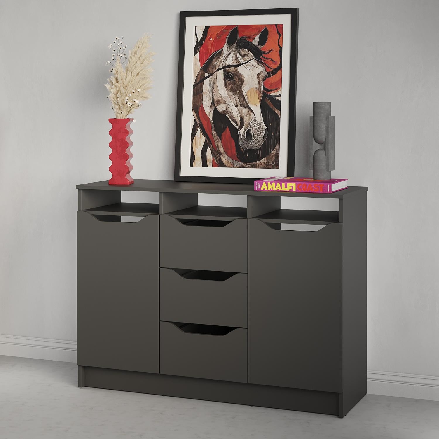 Комод в гостиную MebelStar 1200 Лилу 121x40x89 см Антрацит (MBS-1331)