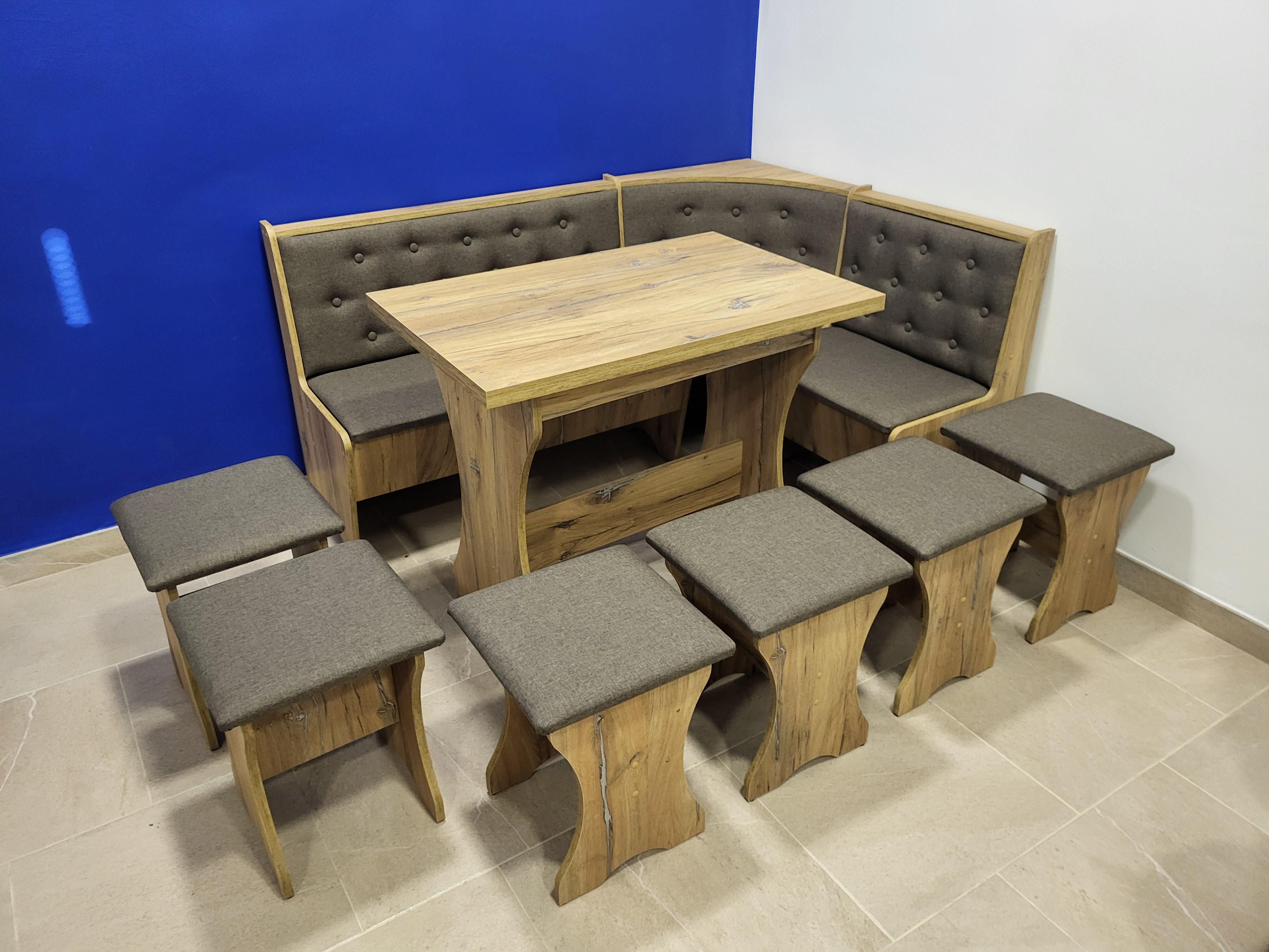 Кухонный уголок Семейный со столом и 6 табуретов 113,5х153,5 см Дуб Флагшток/Дорандо (KS6T-DF-D)