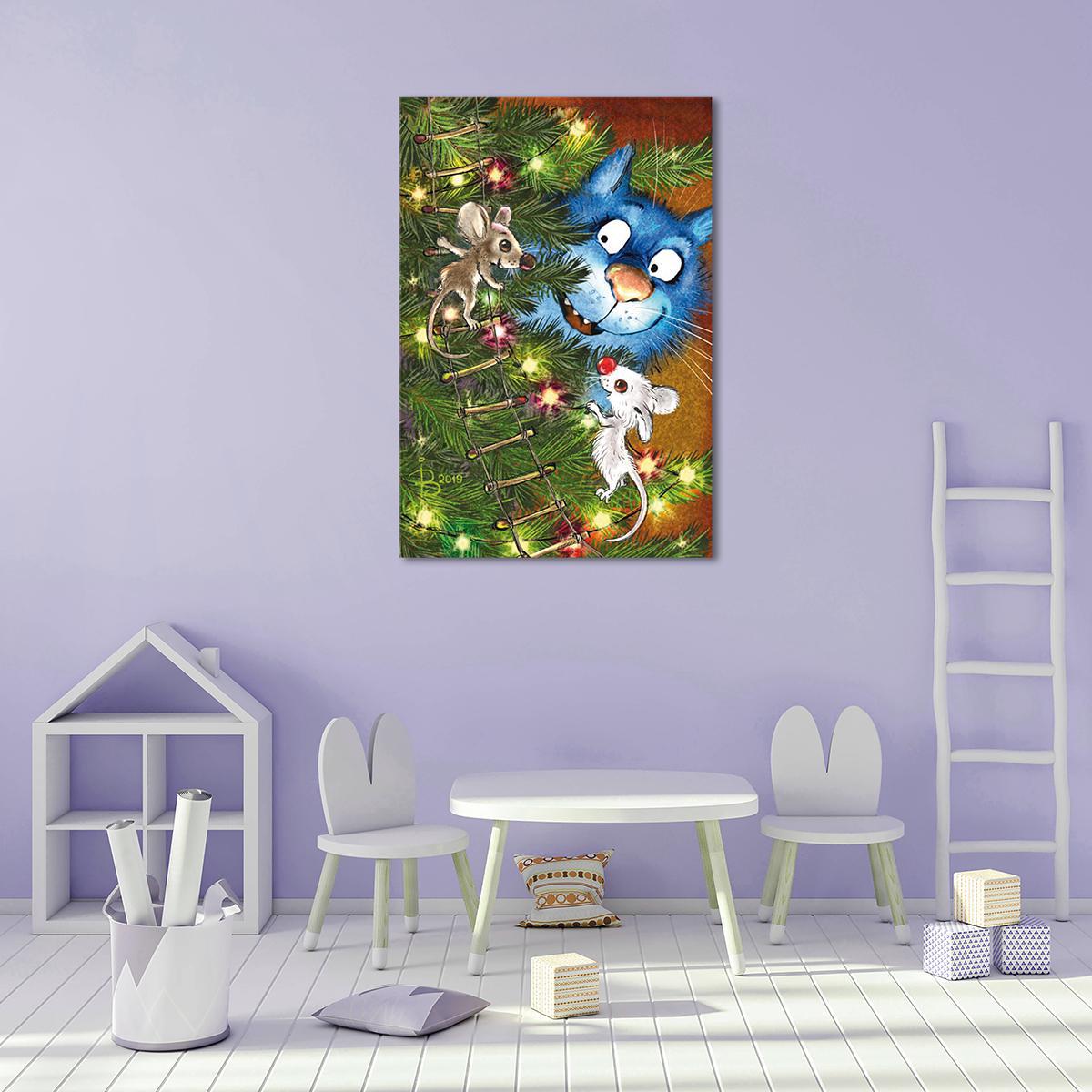 Модульная картина Елку наряжаем 1 модуль 70x105 см