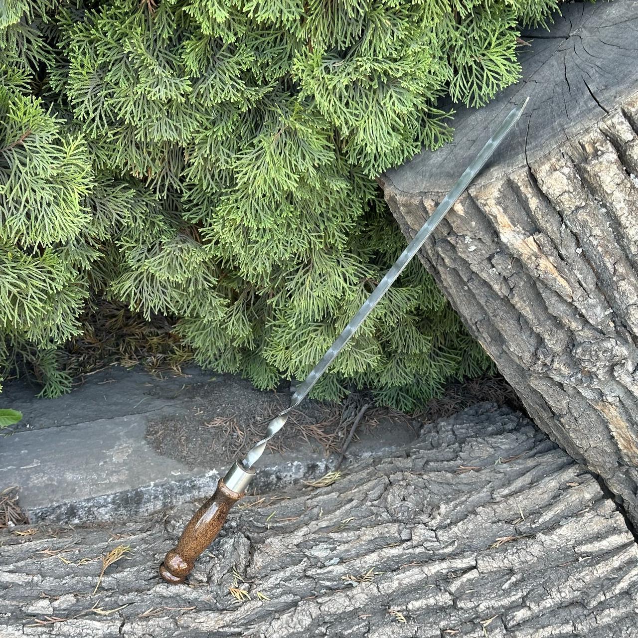 Шампур Mzavod с деревянной ручкой мраморный 630х12х3 мм (SHMP-DR-630x12x3-MR)