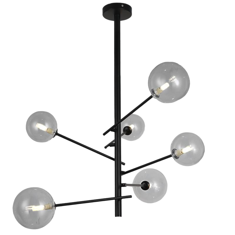 Люстра на 6 ламп Bubbles Чорний (61-LLP01-6 BK+CL)