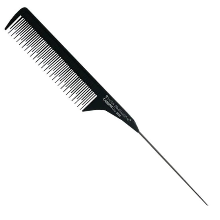 Расческа для волос Salon Professional Carbon Line с металлическим хвостиком (0040)