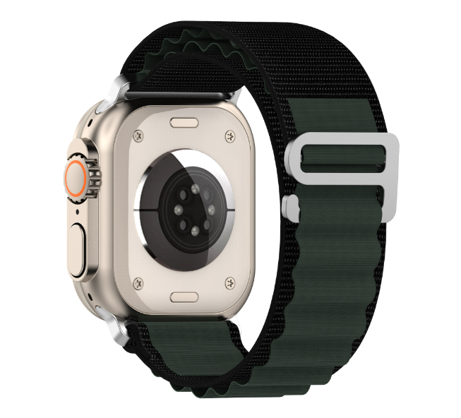 Ремешок CDK для Apple Watch Ultra 49 мм Series 1/2 Polyester Alpine Loop Black/Green (015586)
