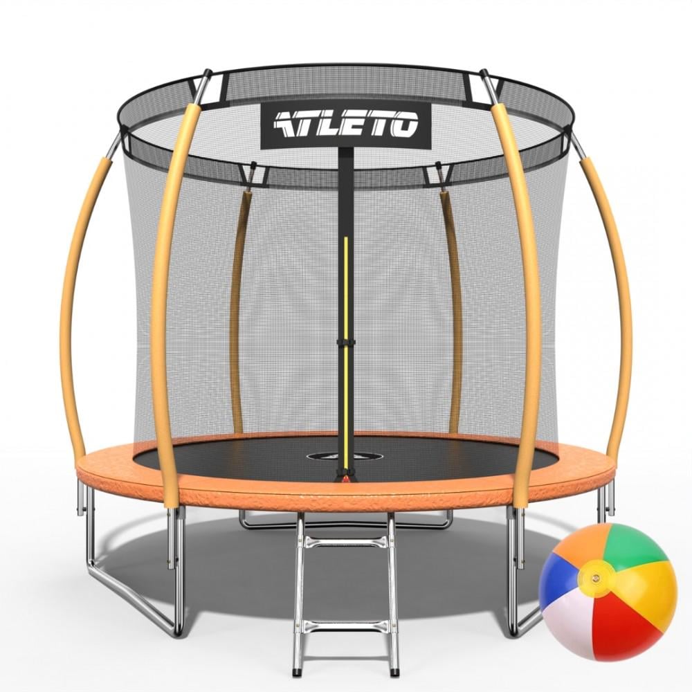 Батут детский Atleto с внутренней сеткой/стремянкой 252 см Оранжевый (4972)