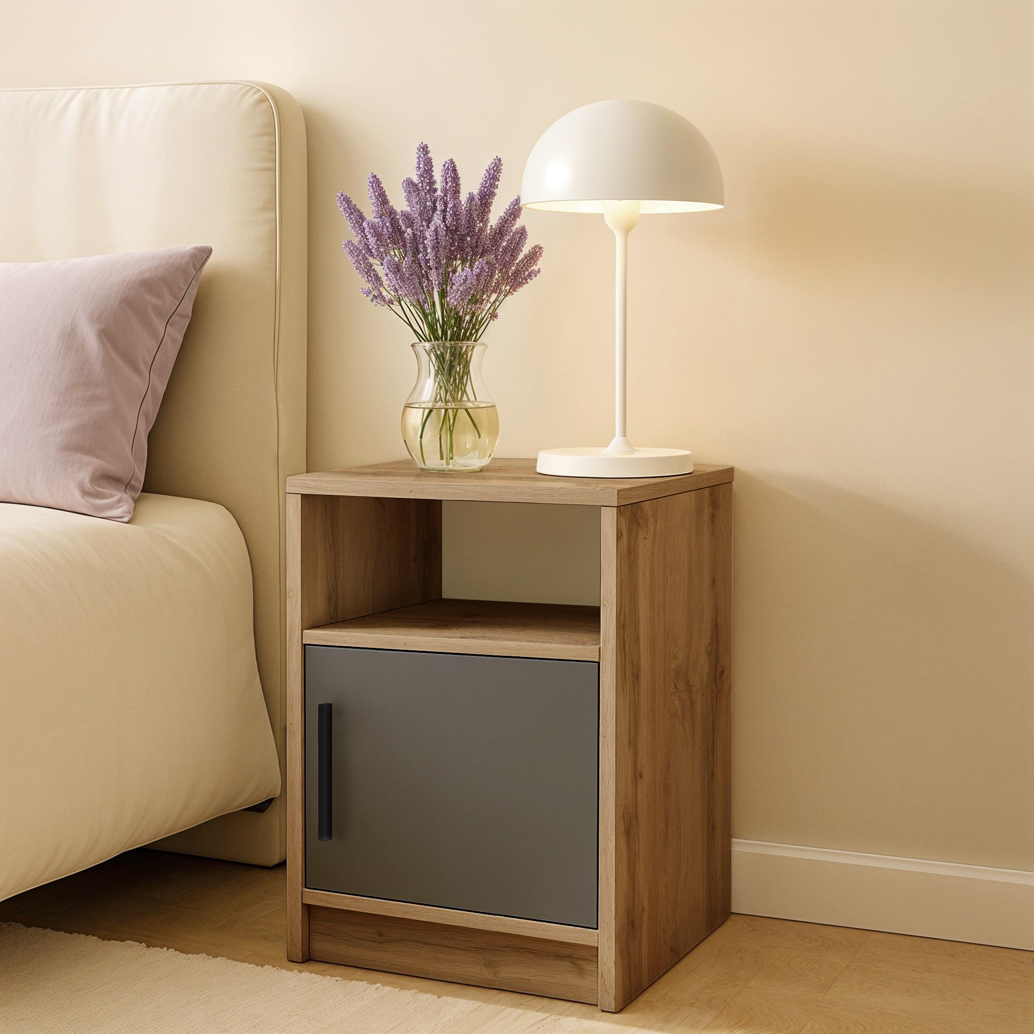 Тумба прикроватная Asti 390х322х590 мм Дуб Аппалачи/Антрацит - фото 1