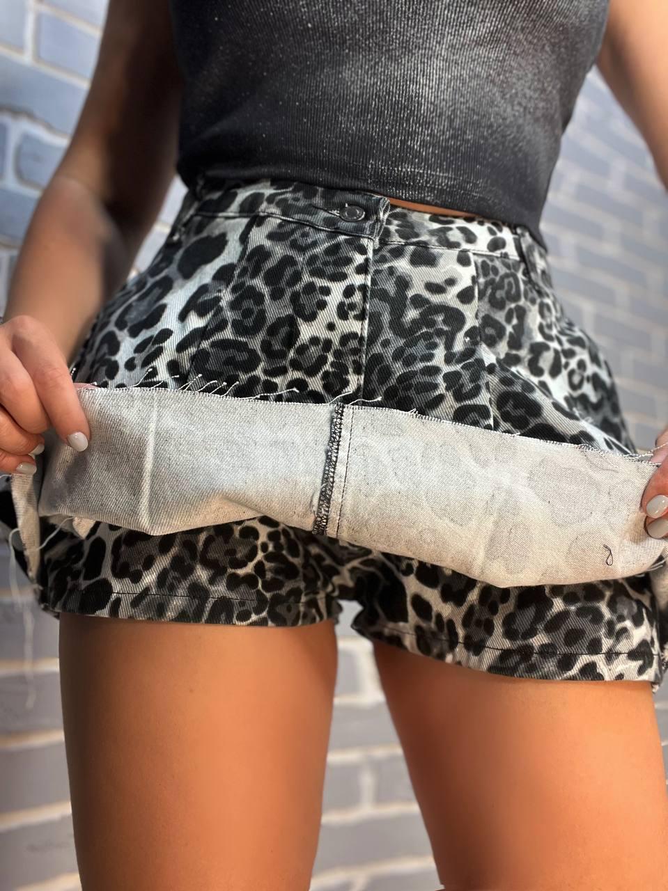 Шорты-юбка джинс Its Basic 287-38 с леопардовым принтом короткие р. 36 Черный (2282) - фото 4 Шорты-юбка джинс Its Basic 287-38 с леопардовым принтом короткие р. 36 Черный (2282) - фото 4