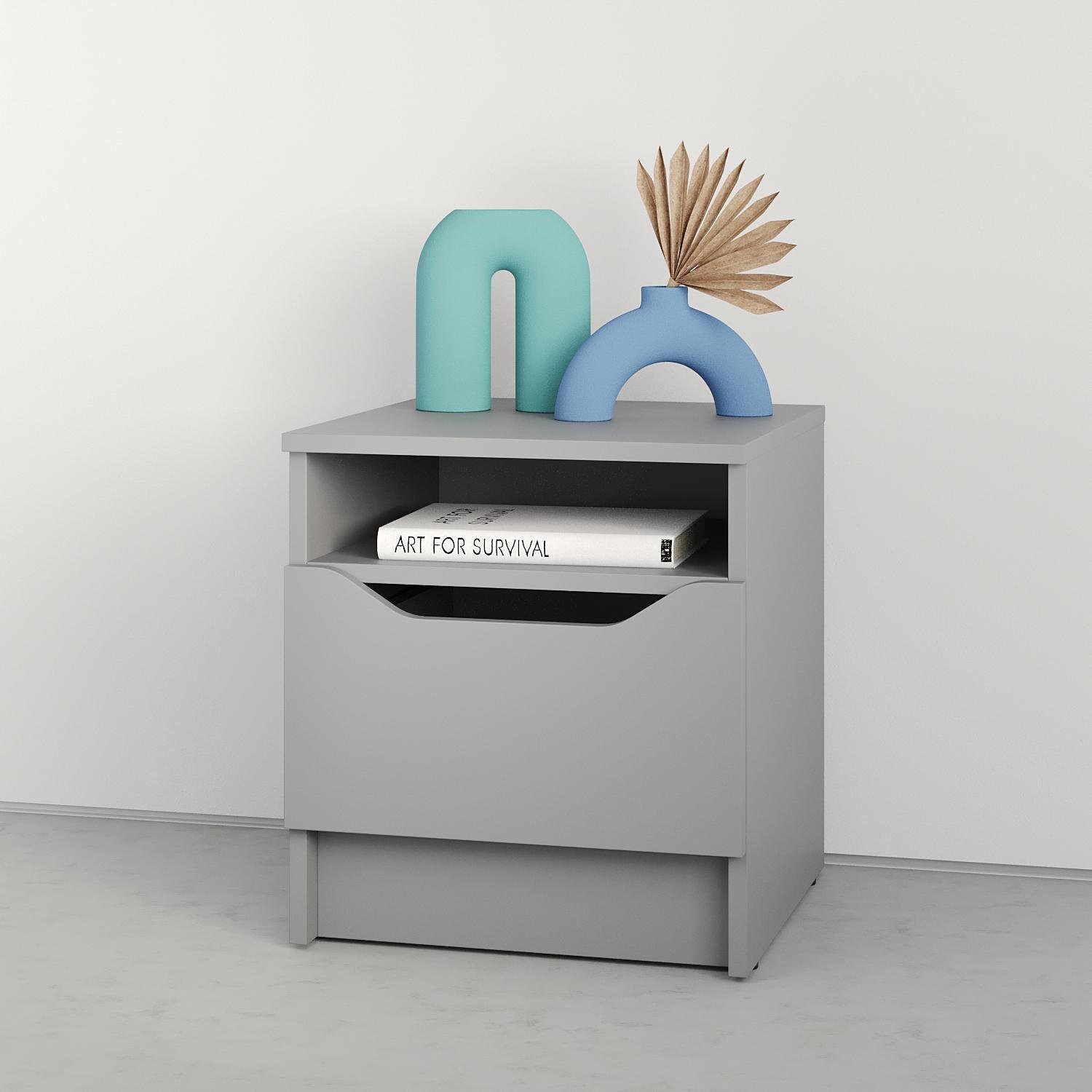 Тумба приліжкова MebelStar Лілу 40x40x44,5 см Сіра мишка (MBS-1382) - фото 1 Тумба приліжкова MebelStar Лілу 40x40x44,5 см Сіра мишка (MBS-1382) - фото 1