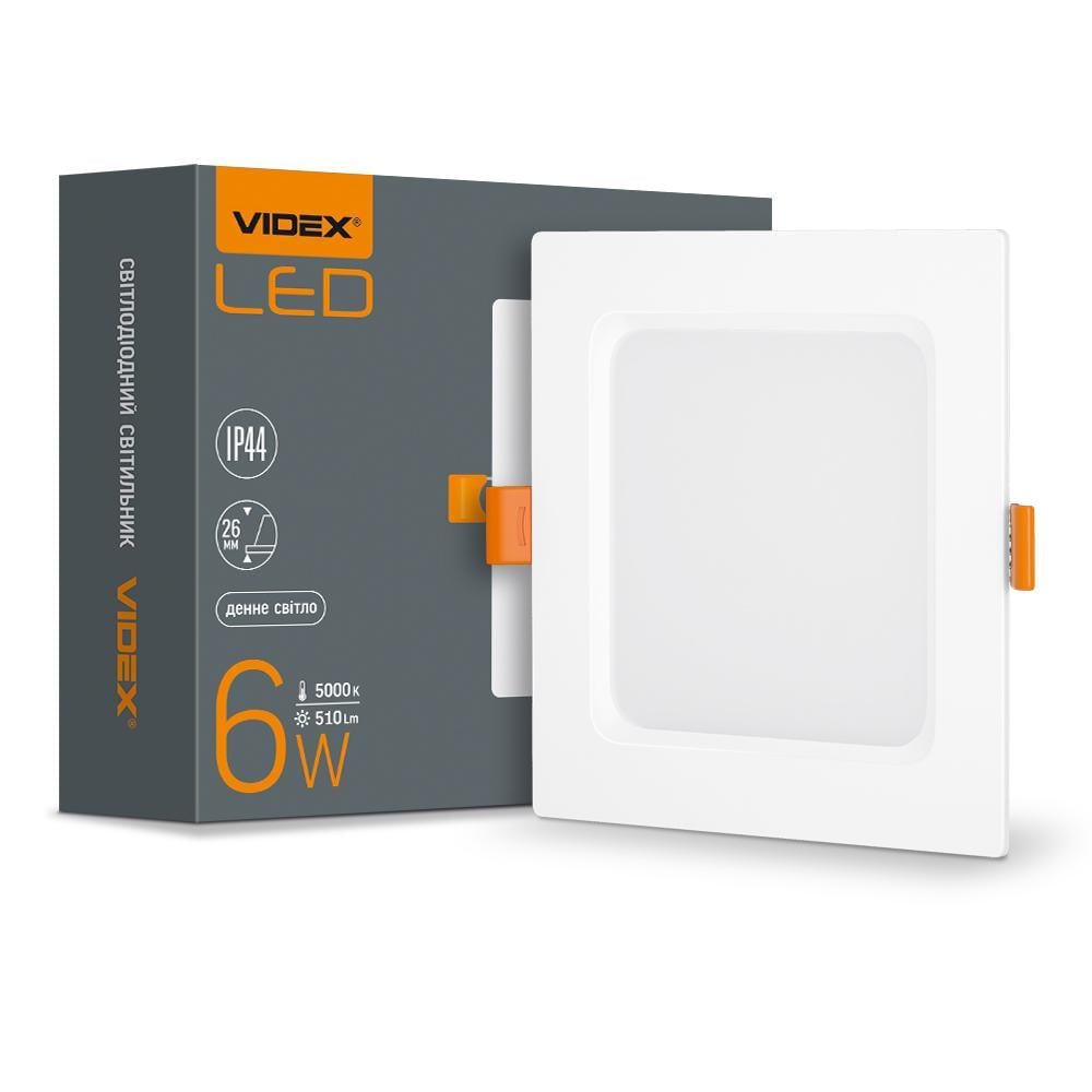 LED светильник VIDEX Back 6W 5000K встроенный квадратный (44650)
