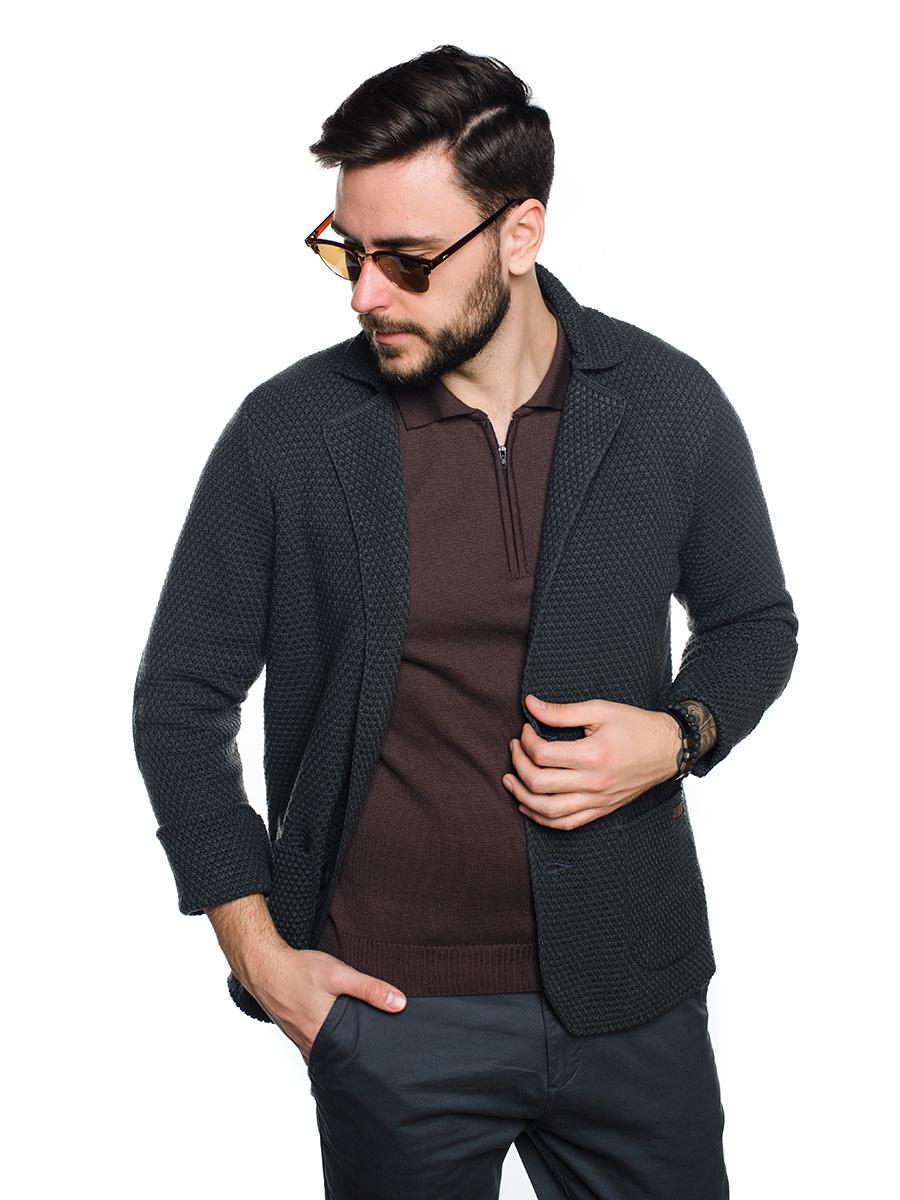 Трикотажний піджак на двух ґудзиках SVTR р. 54 Темно-сірий (398) - фото 3 Трикотажний піджак на двух ґудзиках SVTR р. 54 Темно-сірий (398) - фото 3