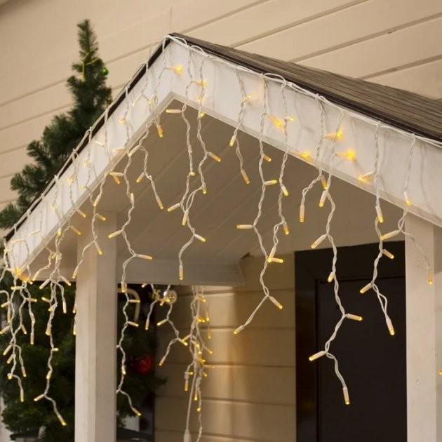 Гирлянда наружная LED Icicle Бахрома Flash белый провод 3 м 105 ламп Теплый белый (8566166)