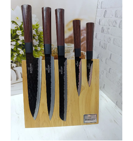 Набор кухонных ножей Bohmann на магнитной деревянной подставке 6 пр. (BH 5276)