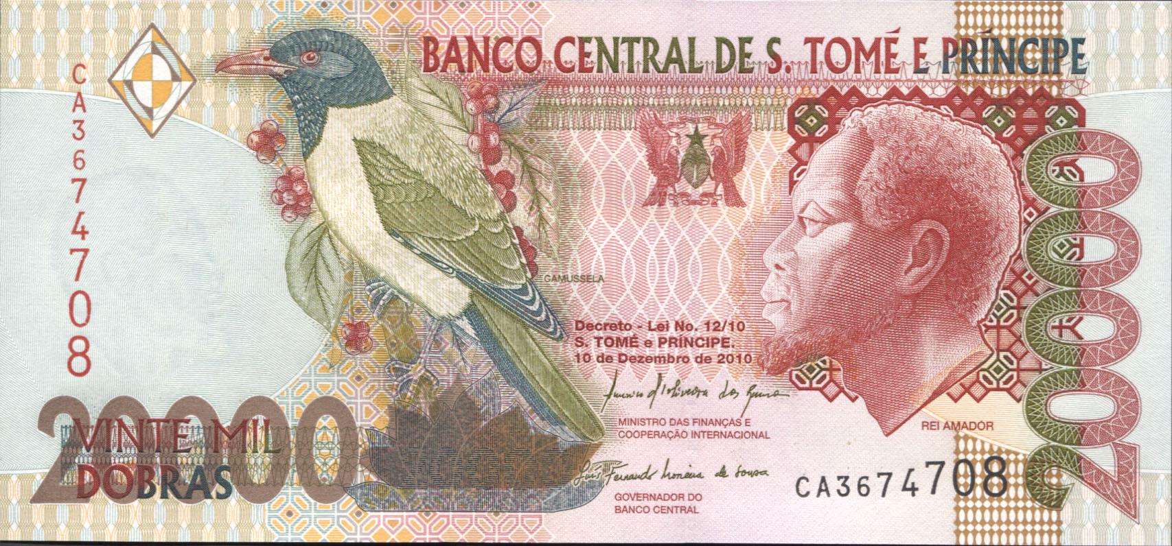 Коллекционная банкнота Сан-Томе и Принсипи 2010 20000 хороший P67d UNC