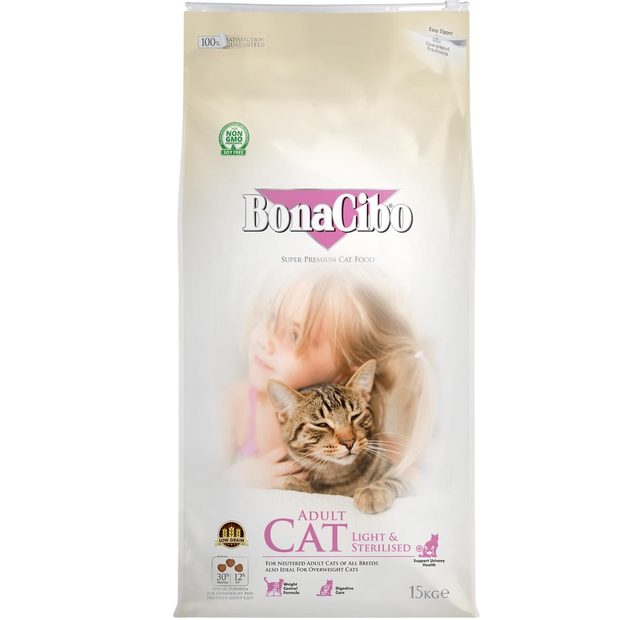 Корм сухий BonaCibo Cat Light&Sterilized для дорослих стерилізованих котів з м'ясом курки/анчоусами та рисом 15 кг (BC406977)