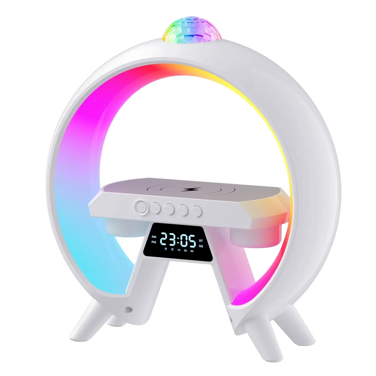 Лампа умная Led HM-G66 ночник с проекцией USB Bluetooth с беспроводной зарядкой Белый