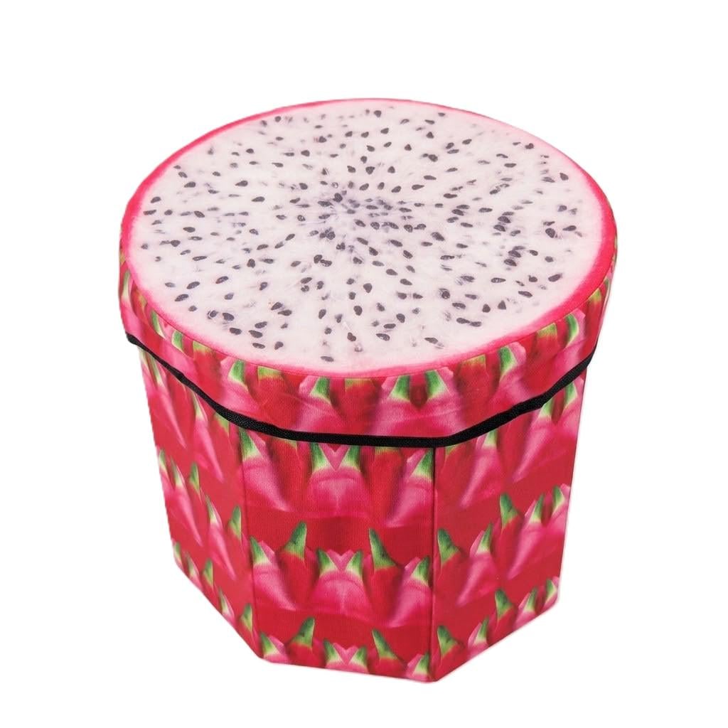 Тумба пуф складной Stenson Fruits Питахая 35x32 см Розово-белый (R33430-M)