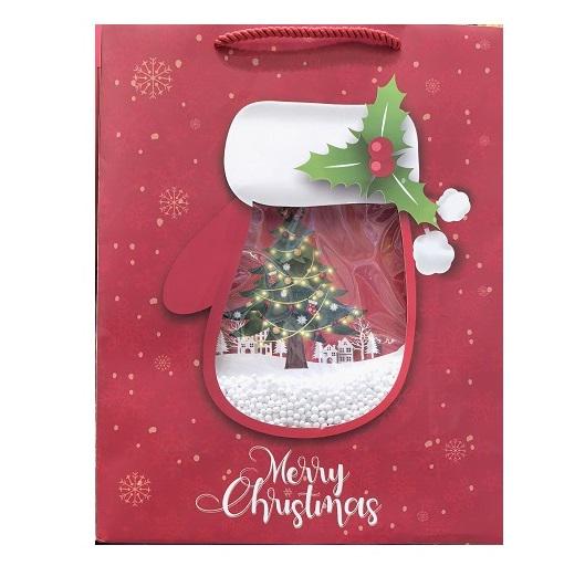 Подарочный пакет новогодний Stenson R32949-L Merry Christmas 3D