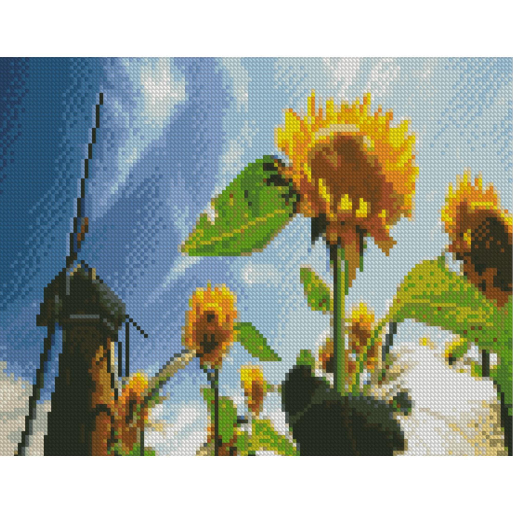 Алмазная мозаика Strateg Пейзаж Подсолнечное поле 30х40 см на подрамнике (HX221-mt)