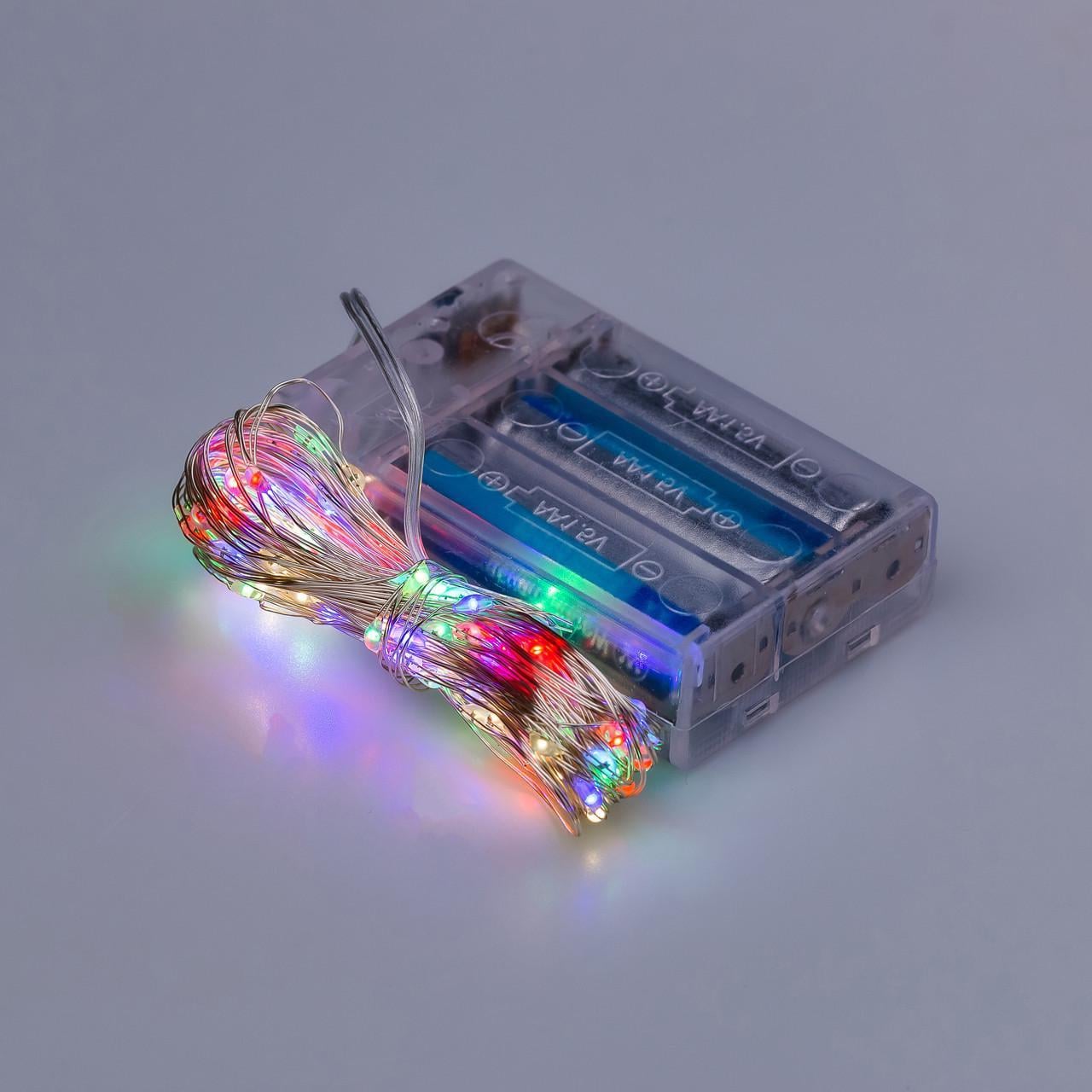 Гирлянда светодиодная на батарейках GarlandoPro 100LED 10 м медный провод