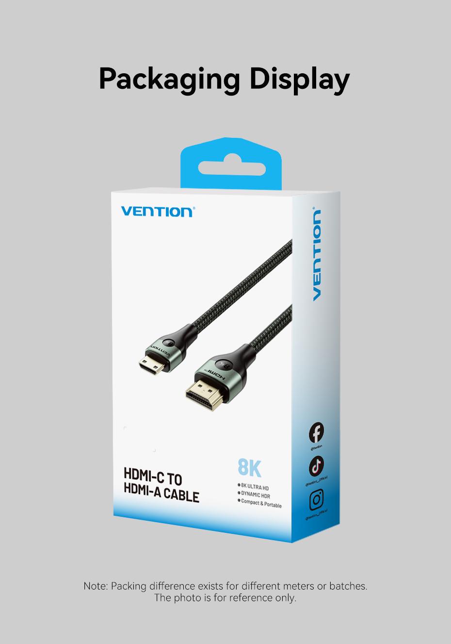 Кабель Vention Mini HDMI на HDMI 8K 60Hz 48Gbps динамический HDR eARC 2 м Зеленый (AGJGH) - фото 18