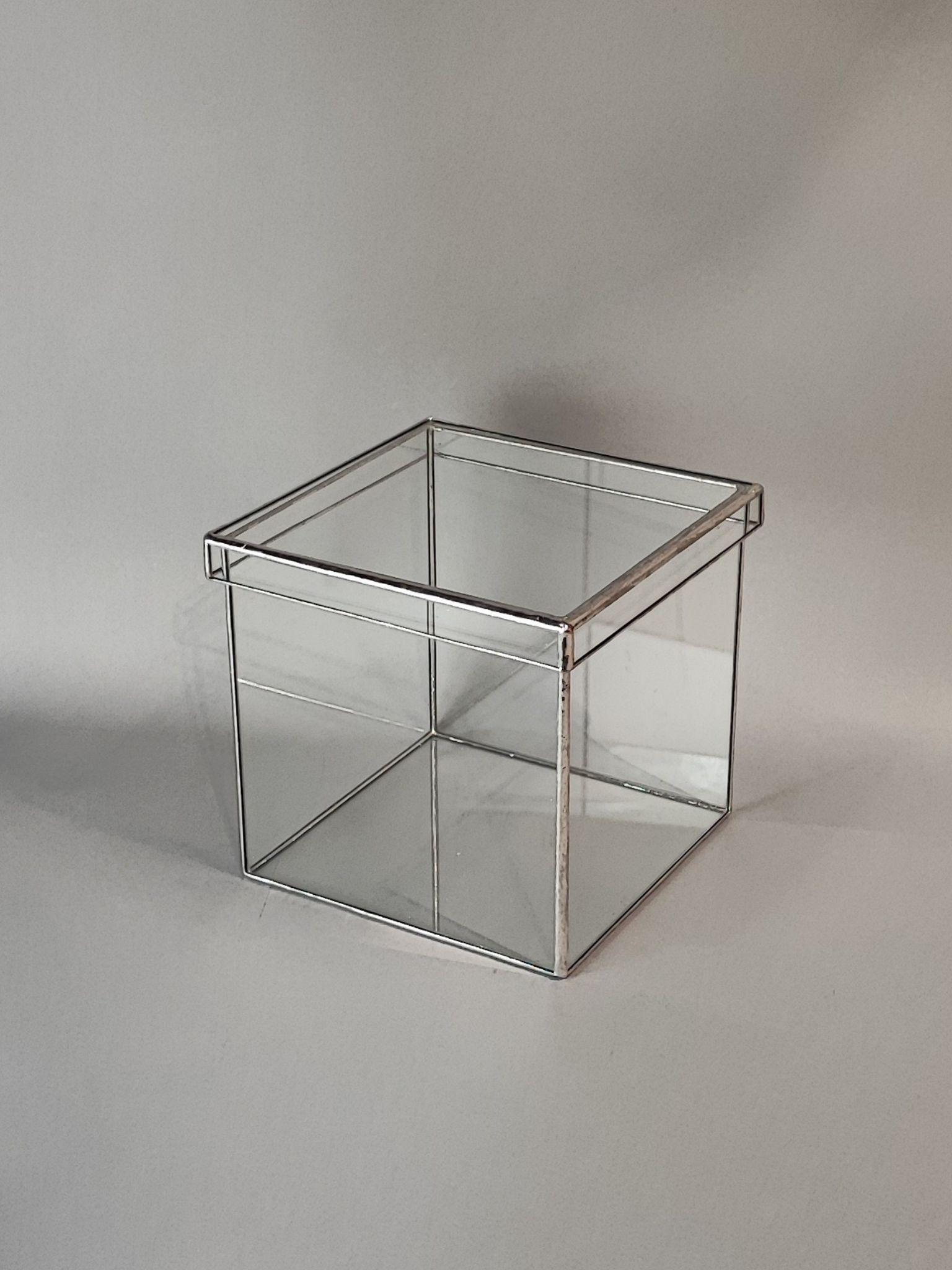 Куб стеклянный пустой с крышкой без наполнения флорариум L 25х25х25 см