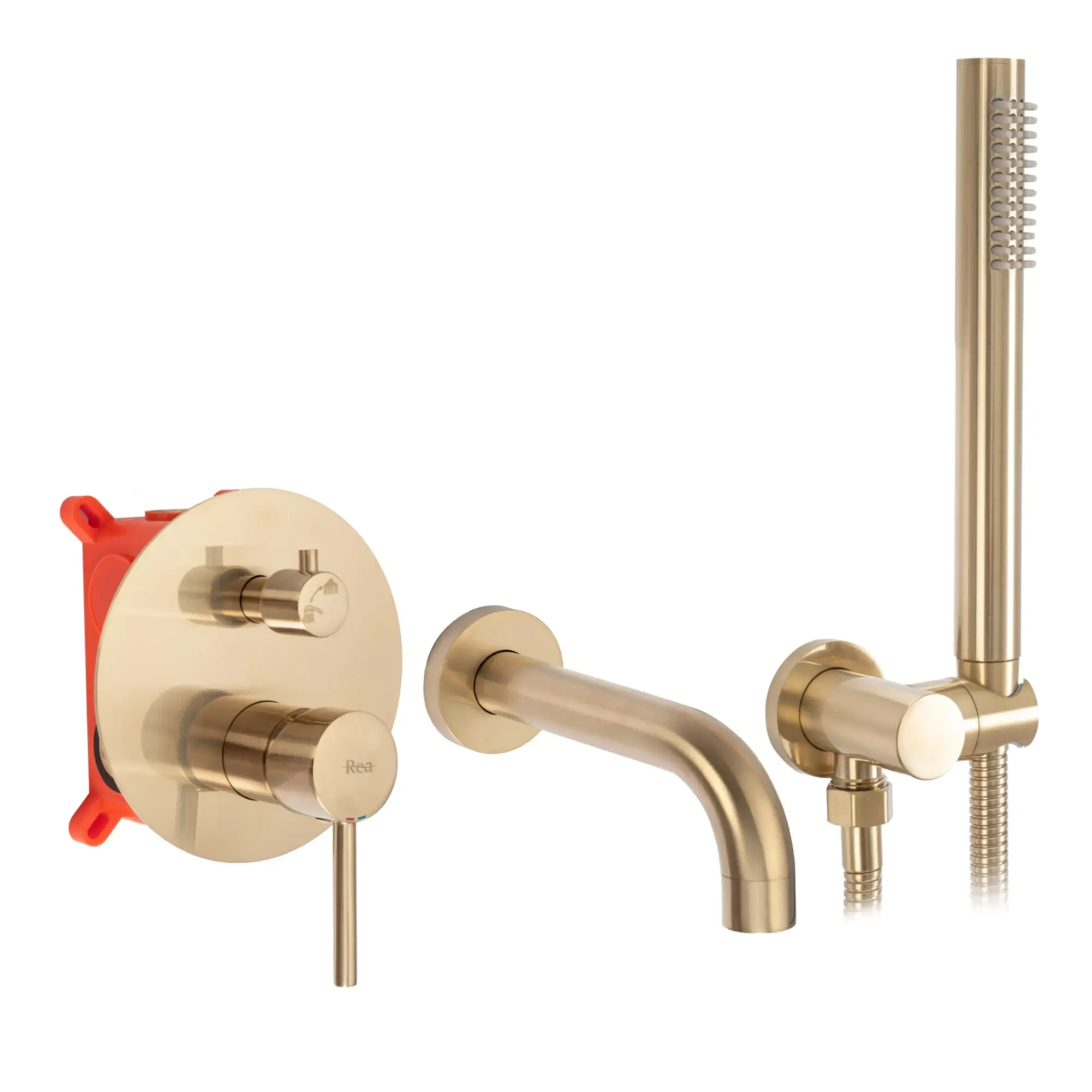 Смеситель для ванны Rea Lungo однорычажный Золотой матовый (REA-B7503)