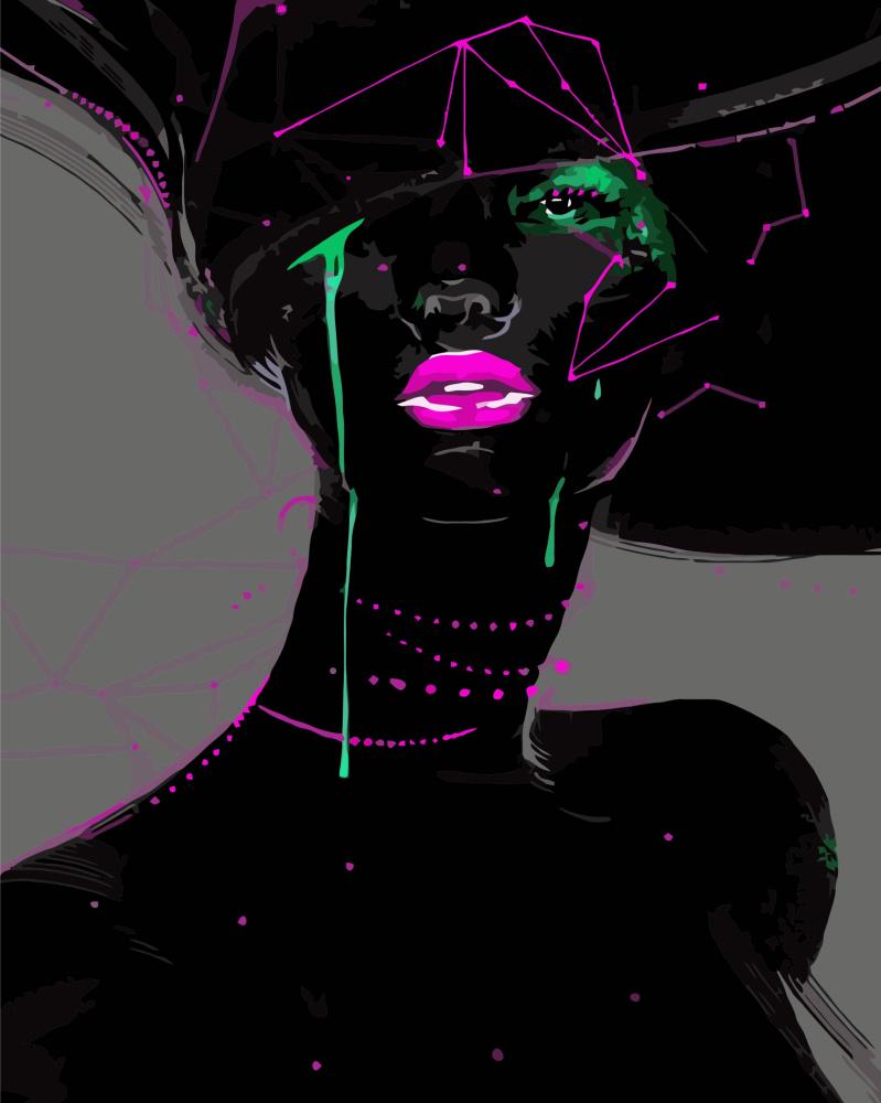 Картина по номерам Strateg Премиум Космическая дама с лаком 40х50 см (VA-3440)