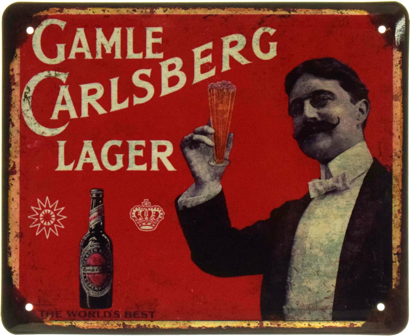 Табличка металлическая "Gamle Carlsberg Lager" 18x22 см (ms-103629)