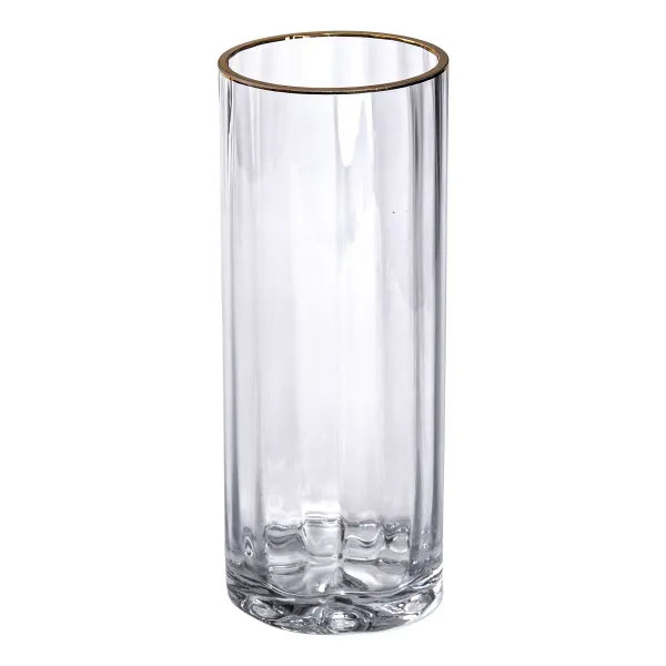 Ваза для цветов Sandera стеклянная 25 см Прозрачный/Золотой (HP-1707)