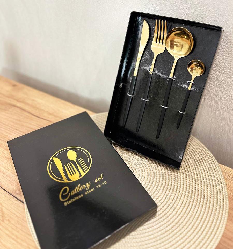 Набір столових приборів A-Plus Cutlery set 4 пр. Золотий (2082827510) - фото 6