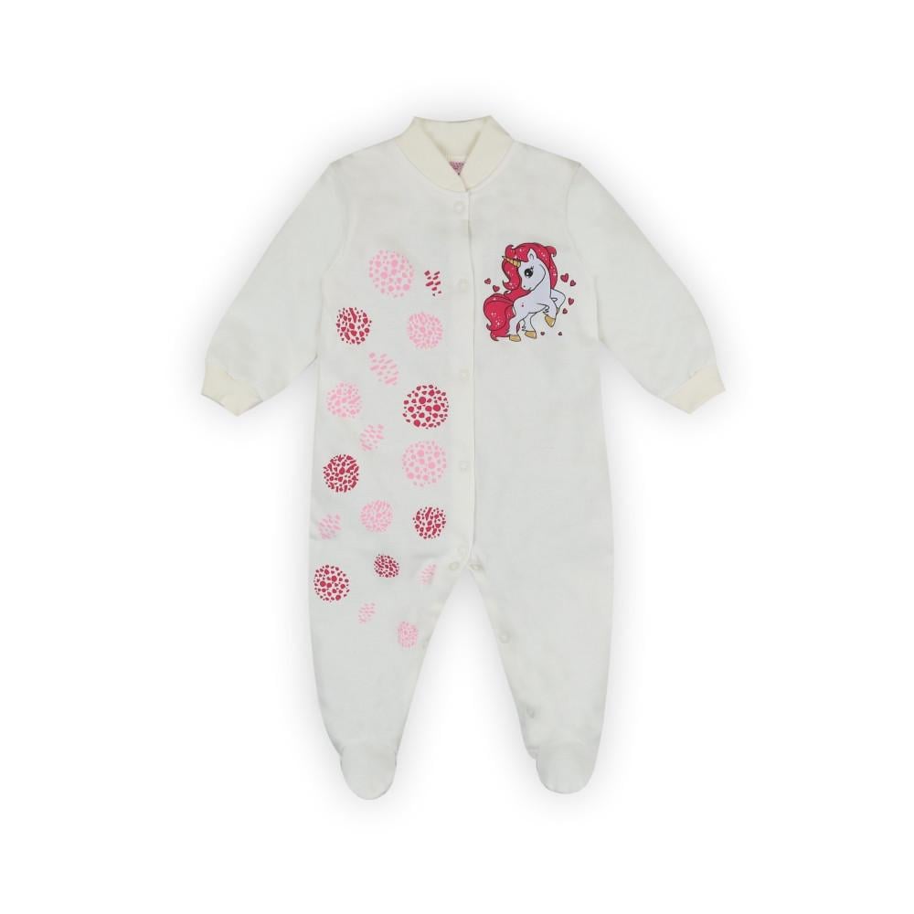 Комбинезон детский для девочки GABBI КВ-21-32-4 Пони хлопковый на кнопках 74 см Молочный (13101)