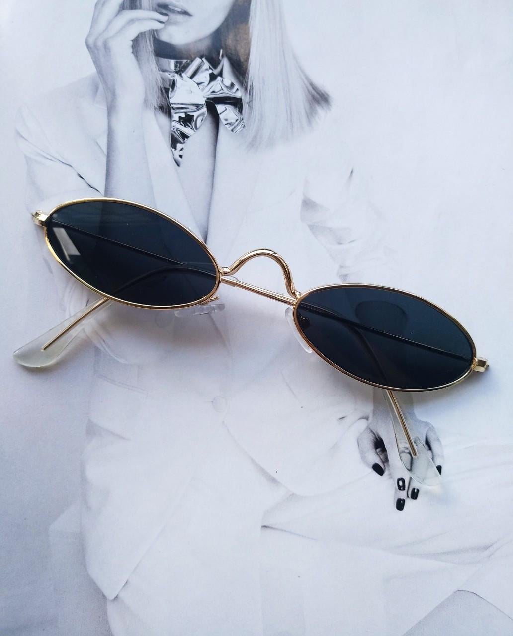 Солнцезащитные очки маленький овал Черный в золоте