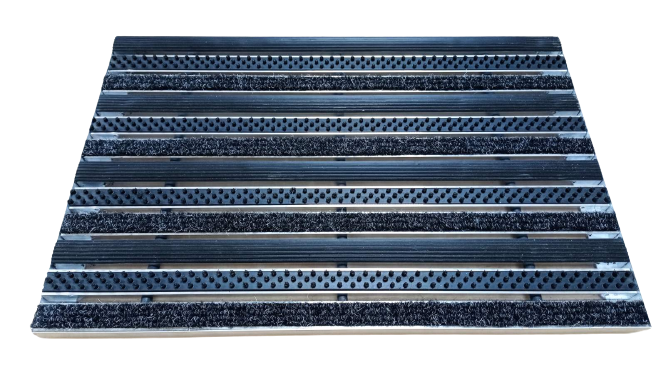 Решетка грязезащитная Лен резина/щетка/текстиль 90х60 см h 25 мм (7412205)