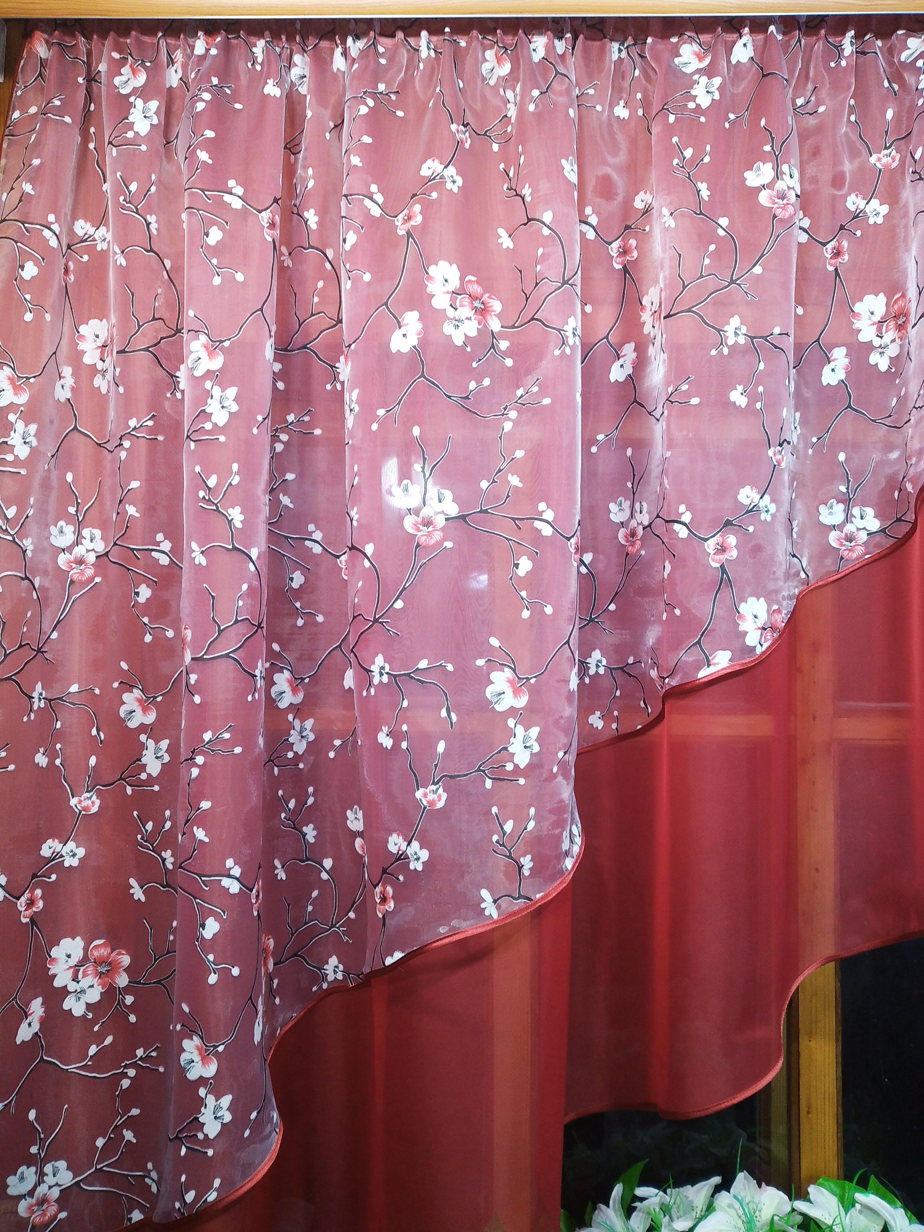 Занавеска арка короткая готовая Ника Бордо левая Сакура красная (1286385292) - фото 5 Занавеска арка короткая готовая Ника Бордо левая Сакура красная (1286385292) - фото 5