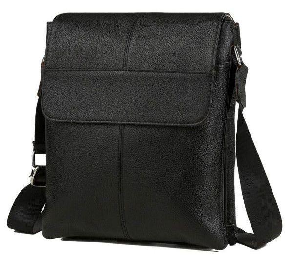 Чоловіча сумка месенджер Tiding Bag шкіряна Чорний