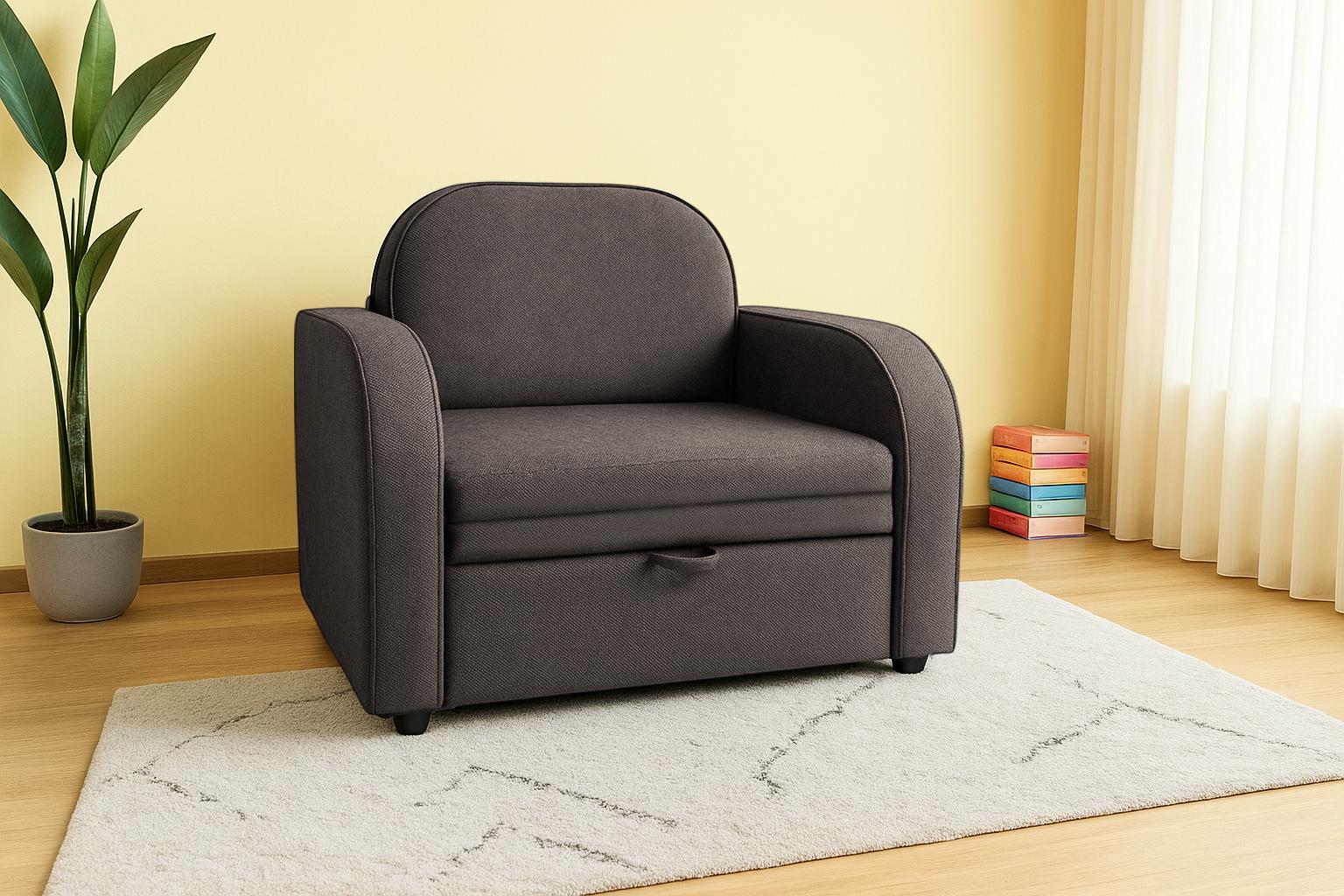 Диван-кресло мягкий раскладной Tobi Sho Дрим рогожка Bahama 1140х850х830 мм 9/Капучино