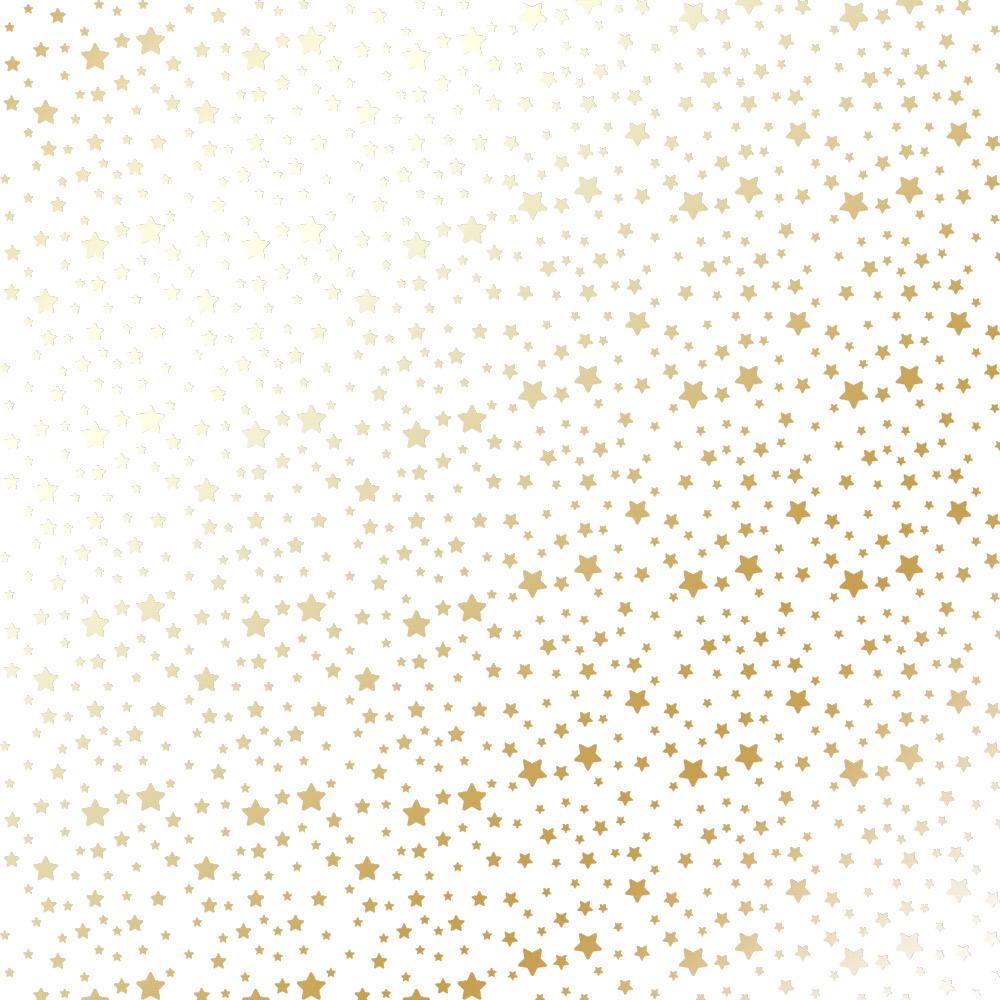 Лист бумаги односторонний Golden stars с фольгированием 30,5х30,5 см White