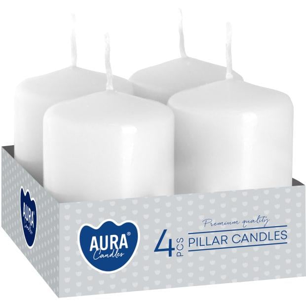 Набор свечей цилиндр Bispol Aura Candles 4 шт. Белый (sw40/60-090) - фото 1