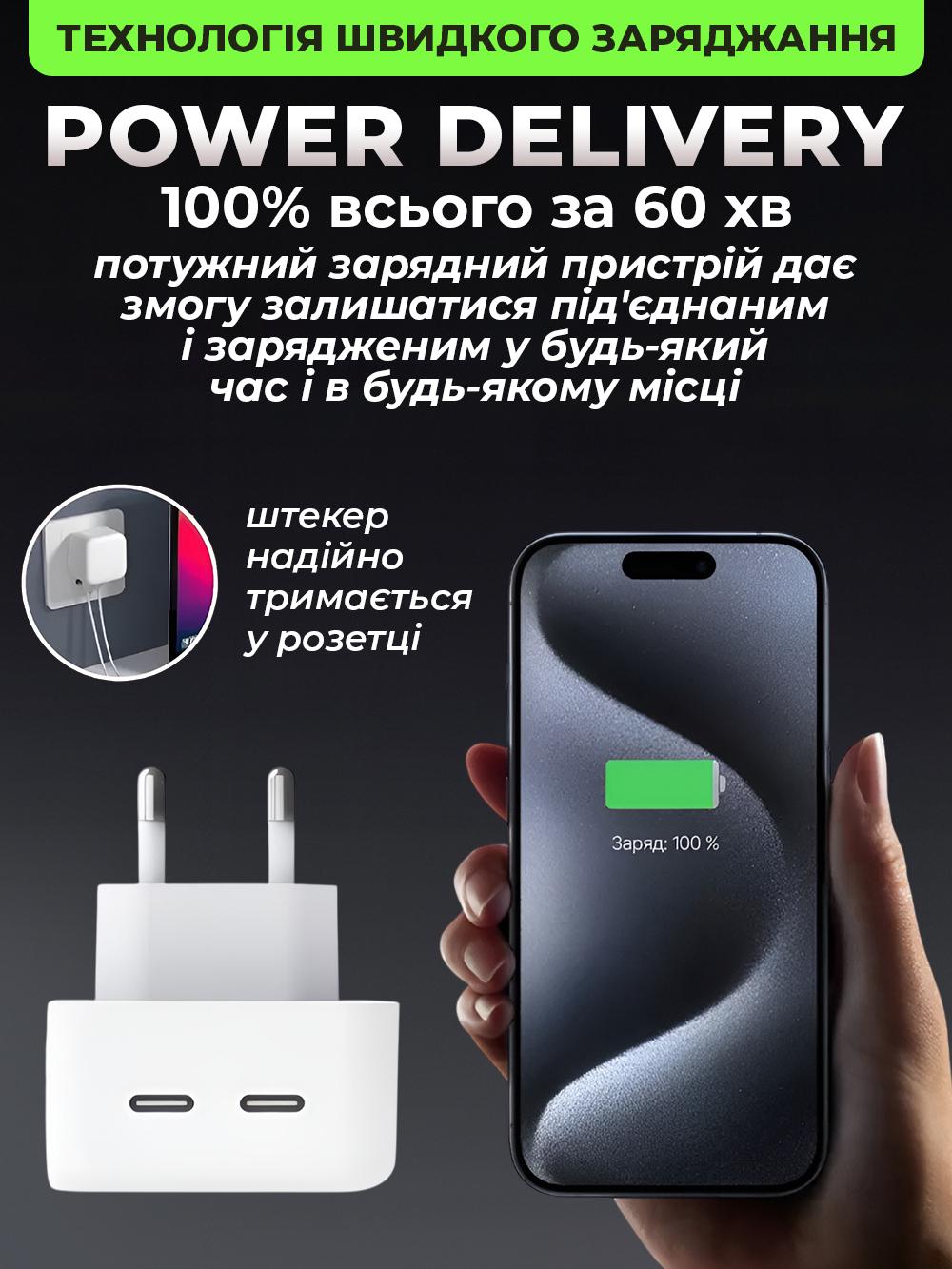 Зарядное устройство Dual USB-C Port Power с быстрой зарядкой 35 W (78e48685) - фото 5 Зарядное устройство Dual USB-C Port Power с быстрой зарядкой 35 W (78e48685) - фото 5