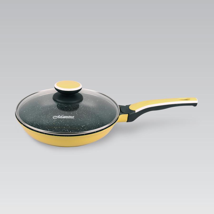 Сковорода с антипригарным покрытием и стеклянной крышкой Maestro 26 см Желтый (MR-1220-26) - фото 6