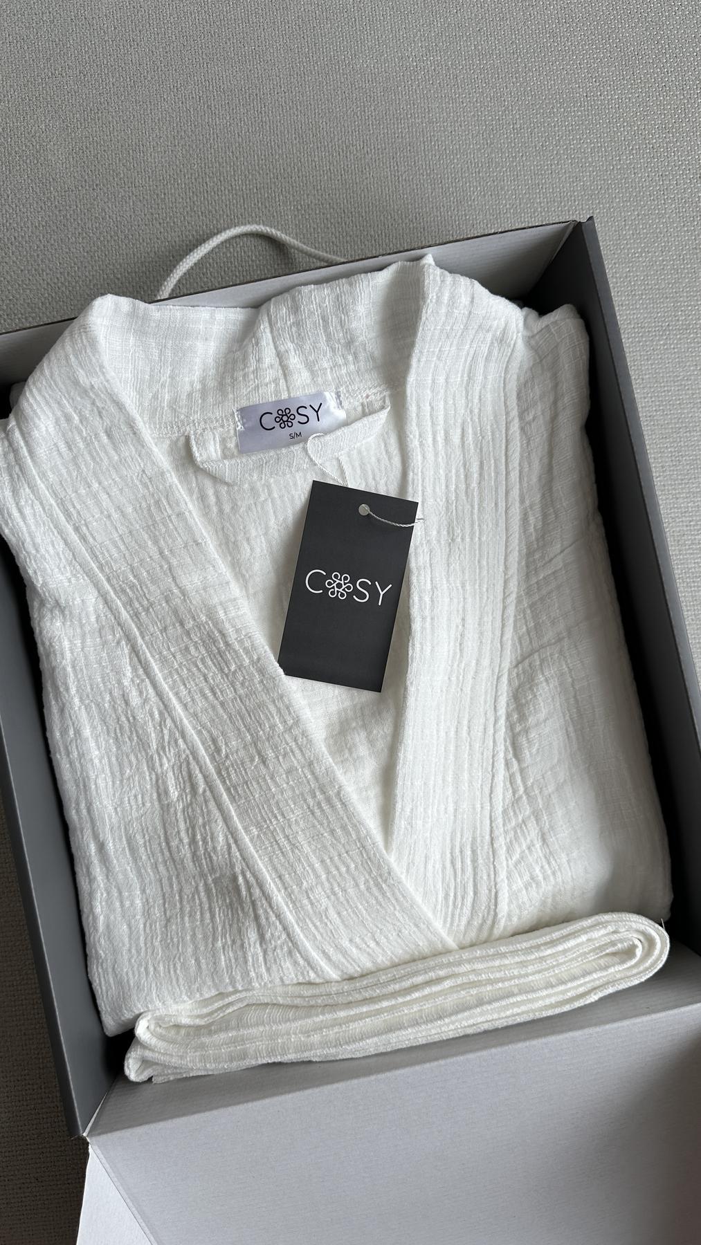 Халат-кімоно жіночий COSY Duna довгий із фактурного мусліну 2XL/3XL Білий (M91W) - фото 8