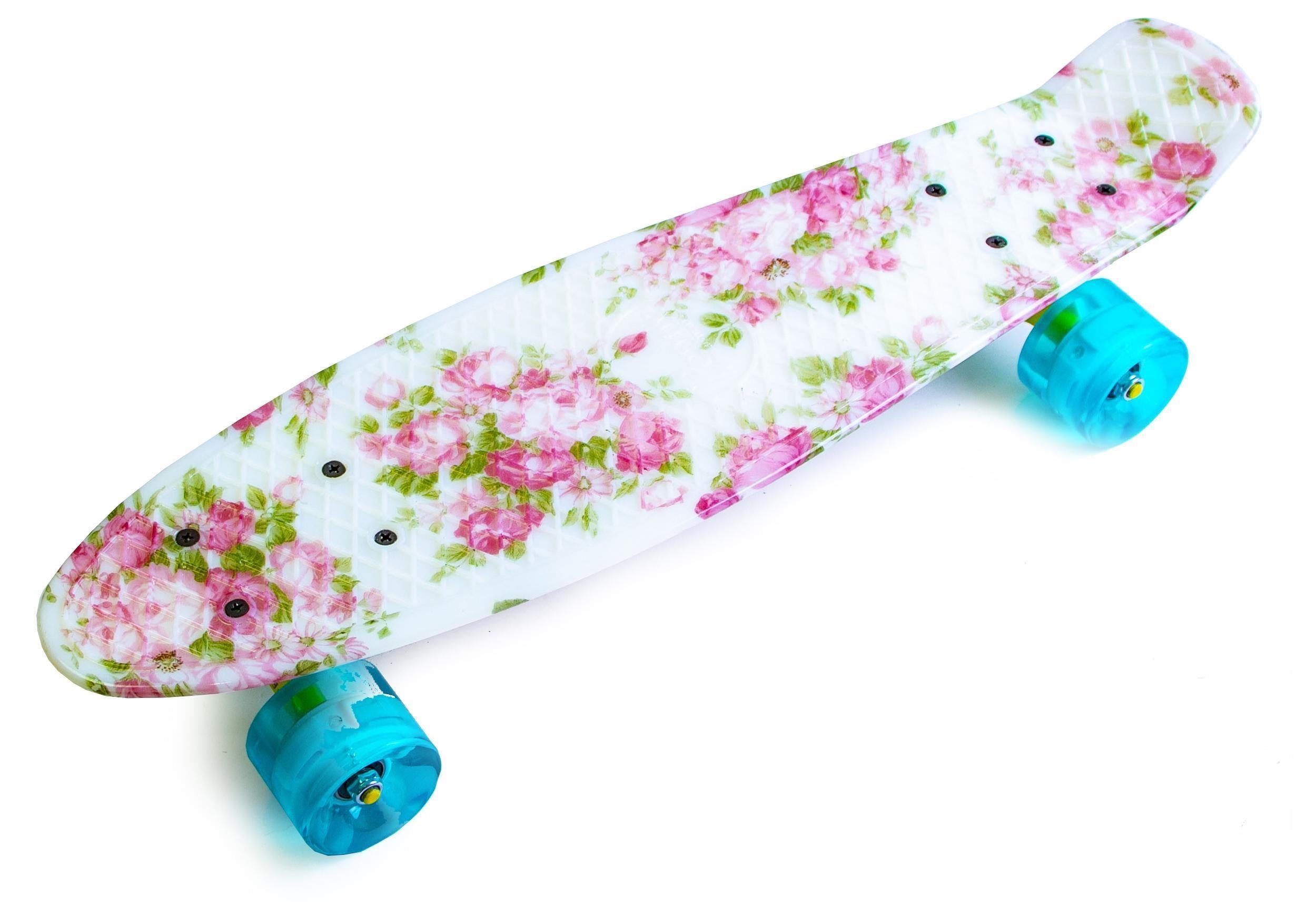 Пенниборд Flowers колеса с подсветкой (PR07L)
