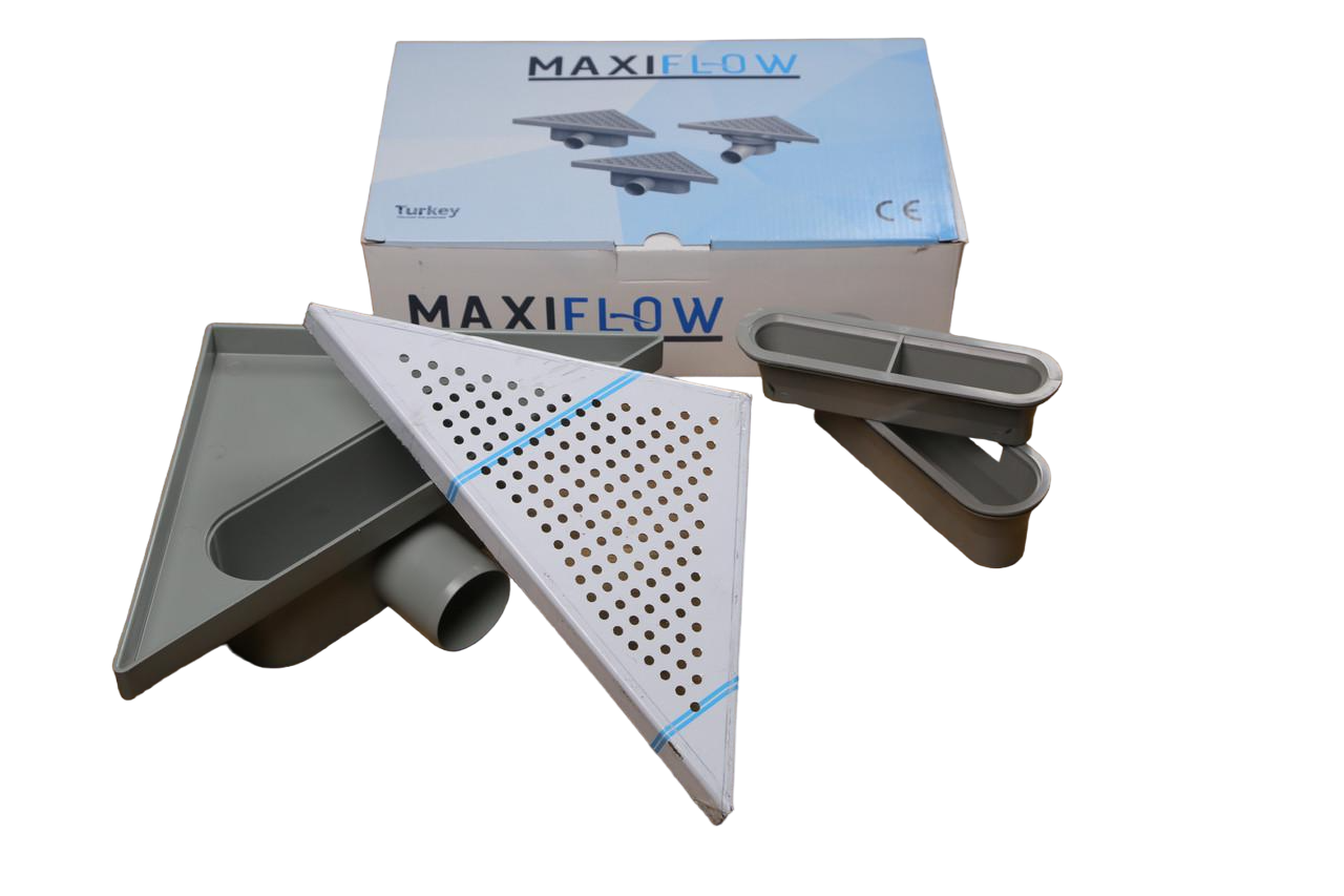 Трап для душа горизонтальный Maxiflow из нержавеющей стали с гидрозатвором треугольная Дождь 4062.0Y.050K