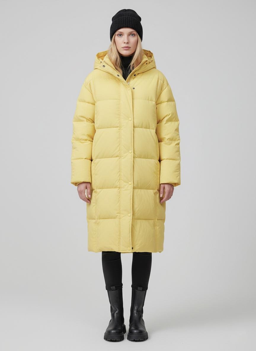 Пуховик женский Number Nine DW-202 с капюшоном р. 44 Желтый (DW-202-44) - фото 9