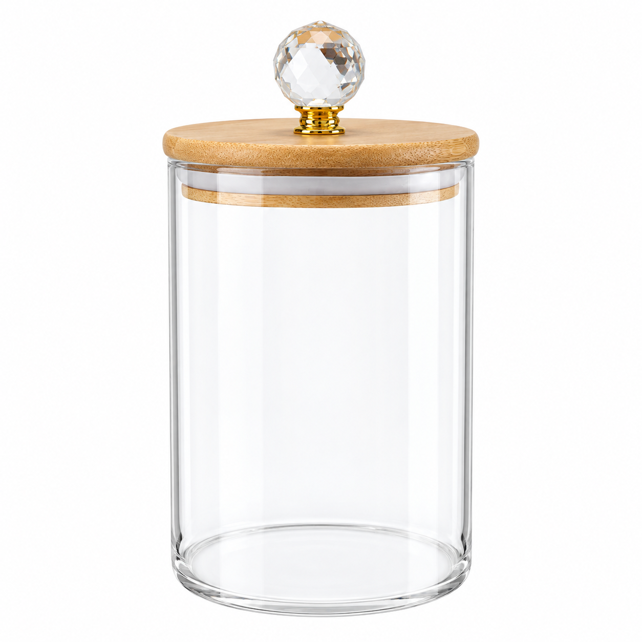 Банка для зберігання Crystal GK-5548 скло з бамбуковою кришкою та декоративною ручкою 750 мл Прозорий (3215615654)