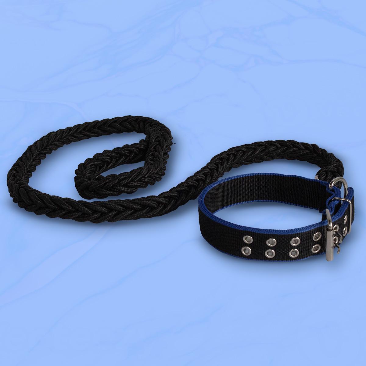 Повідець та нашийник для собак №1 32-44 см 130 см х 1,2 см Чорний (2296454410)